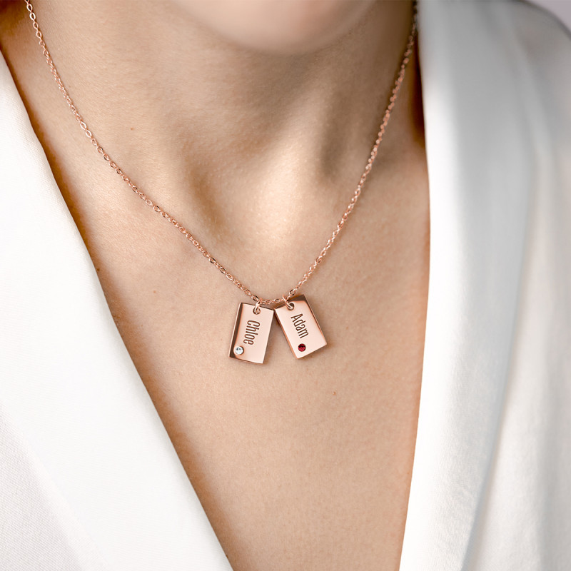 Collier Personnalisé Nom avec Cristaux - Rosegold - 61