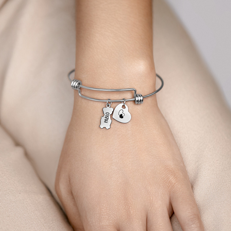 Bracelet Jonc Personnalisé Chien Amour