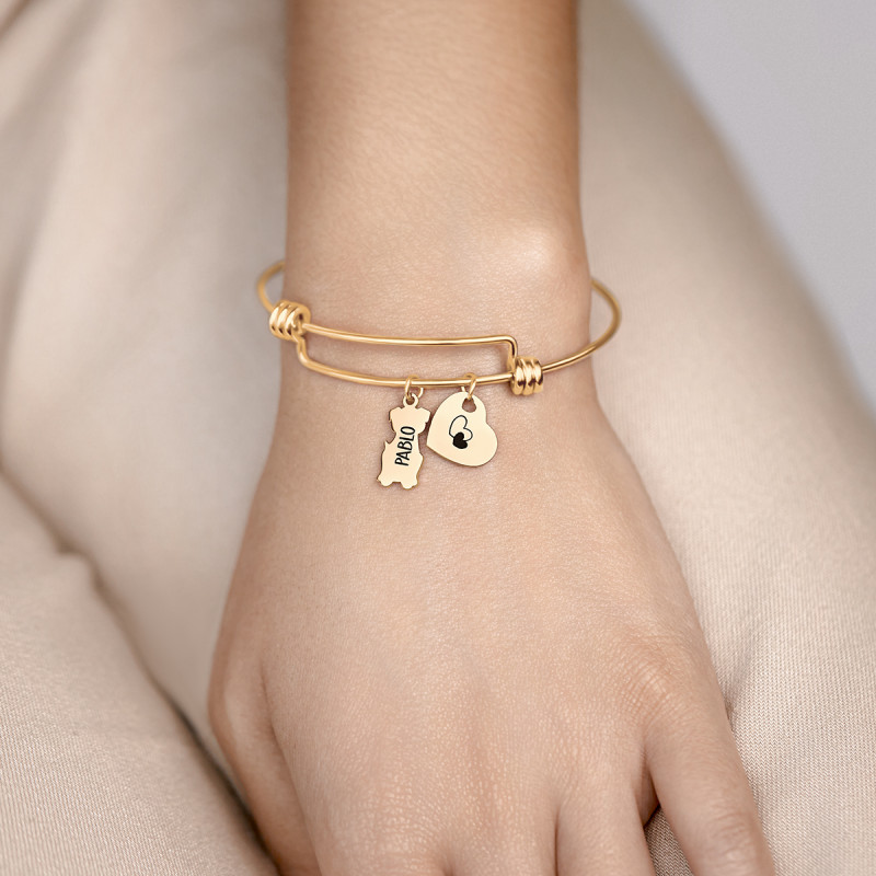 Bracelet Jonc Personnalisé Chien Amour - Gold - 62