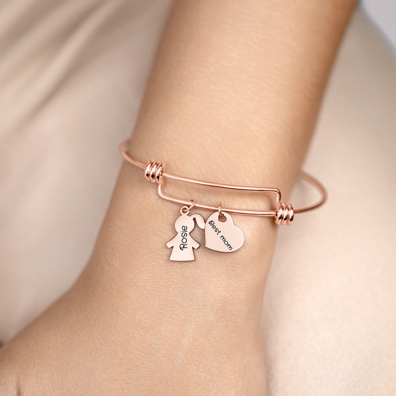 Bracelet Jonc Personnalisé Fille - Rosegold - 61