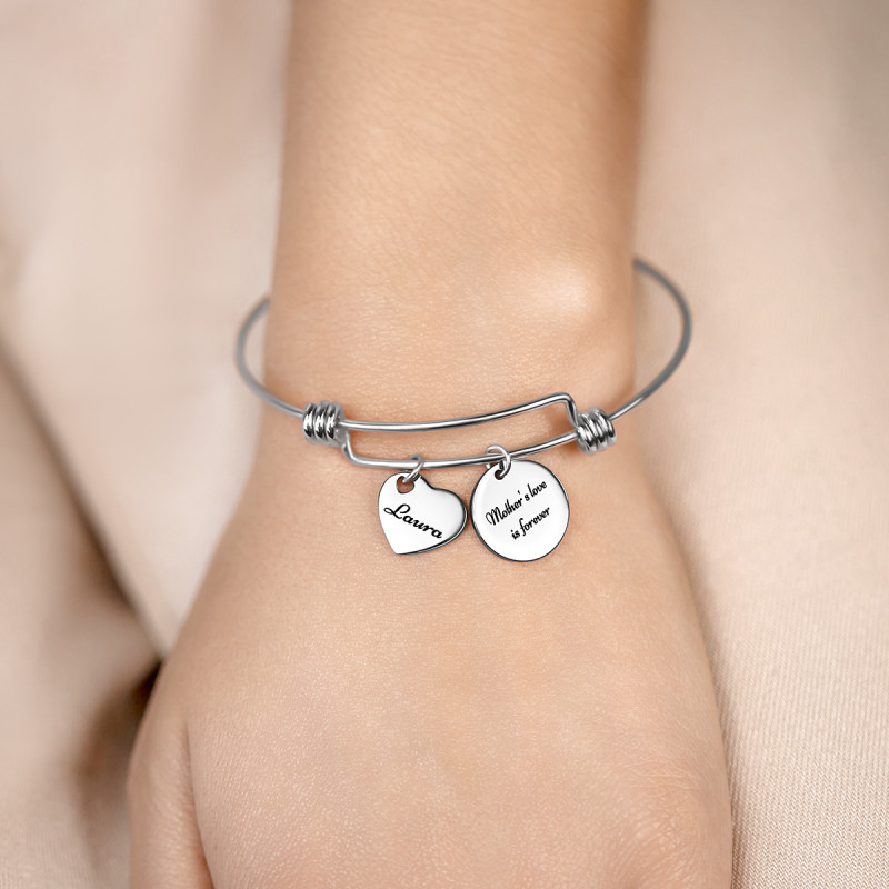 Bracelet Jonc Personnalisé Coeur et Cercle