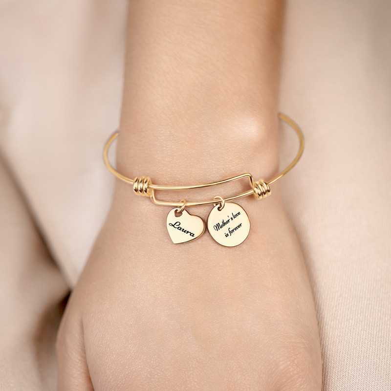 Bracelet Jonc Personnalisé Coeur et Cercle - Gold - 62