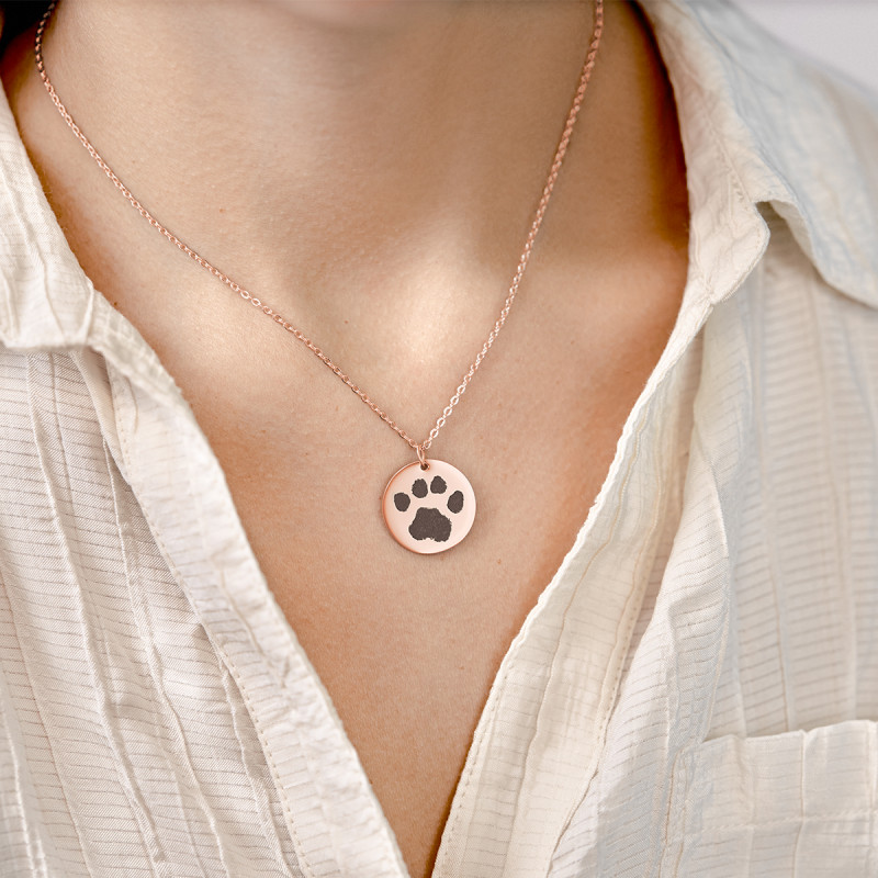 Collier Personnalisé Motif Patte - Rosegold - 61